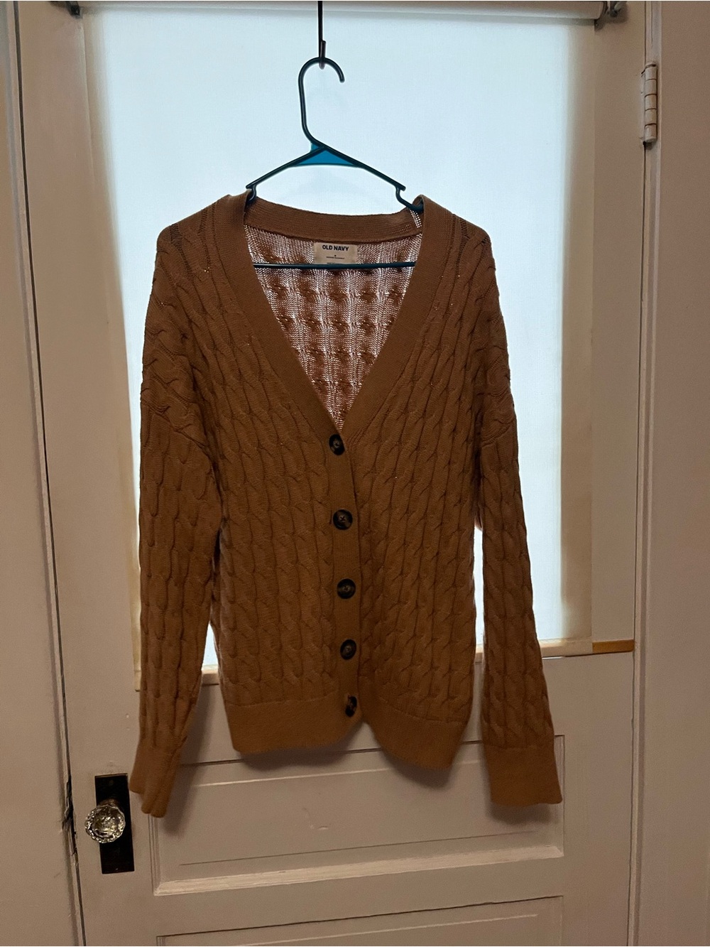 Old Navy Camel Cable Knit Button-Front Cardigan